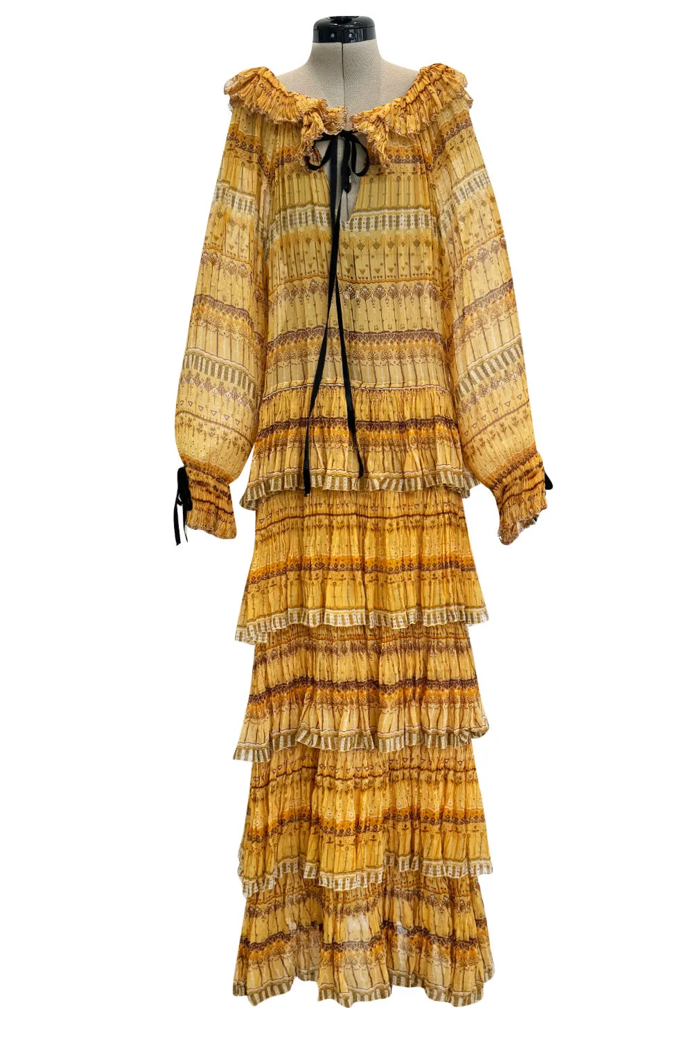 Prettiest Fall 1977 Christian Dior by Marc Bohan Runway On or Off Shoulder Ruffle Dress w Balloon Sleeves