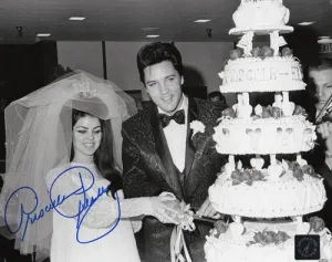 Priscilla Presley Signed Autographed Glossy 8x10 Photo w/ Elvis Presley (ASI COA)