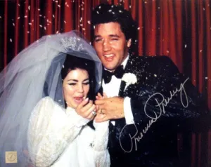 Priscilla Presley Signed Autographed Glossy 8x10 Photo w/ Elvis Presley (ASI COA)