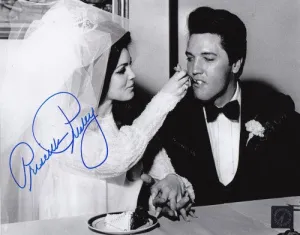 Priscilla Presley Signed Autographed Glossy 8x10 Photo w/ Elvis Presley (ASI COA)