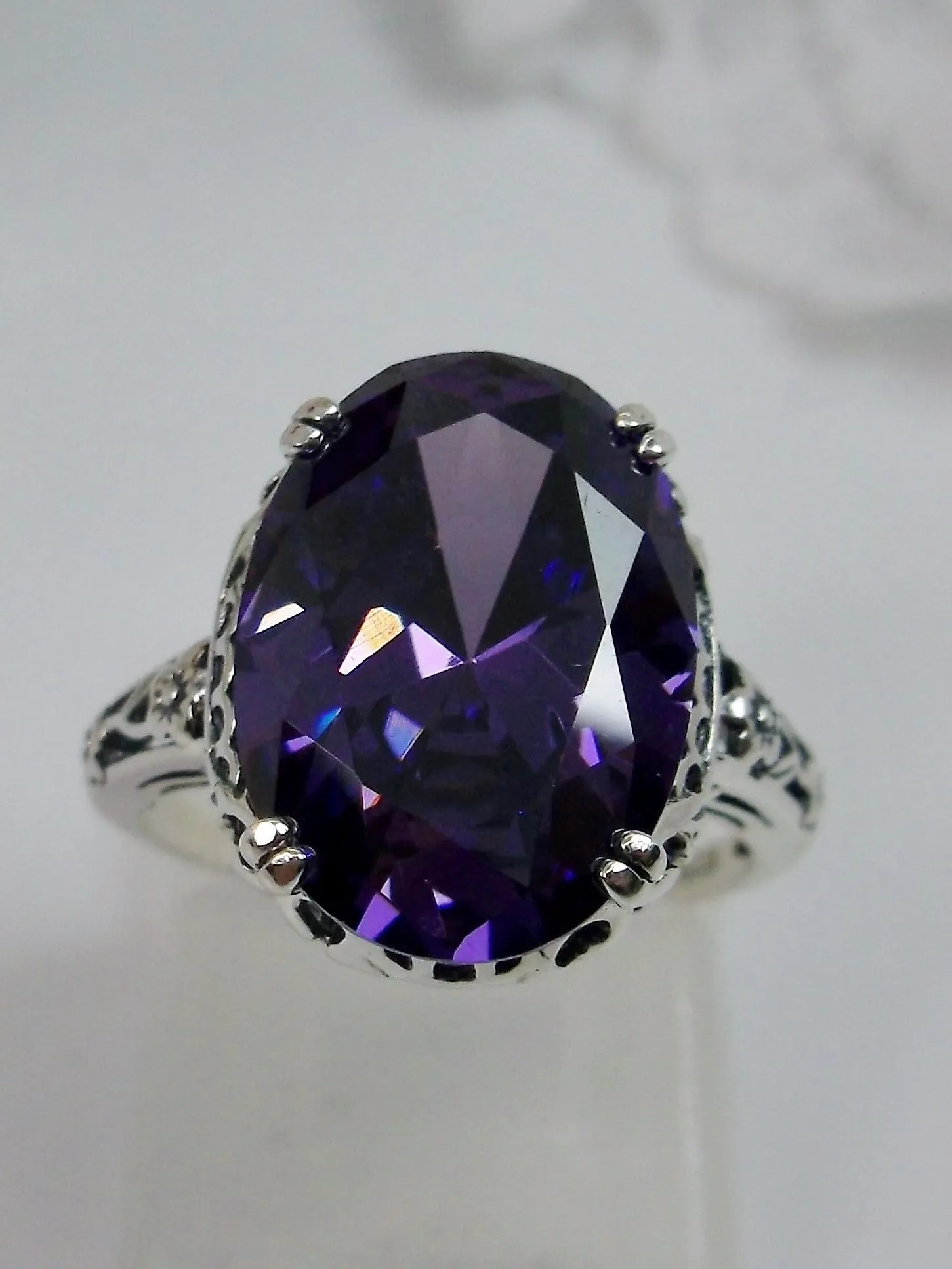 Purple CZ Ring, Revival Edwardian Jewelry #D70