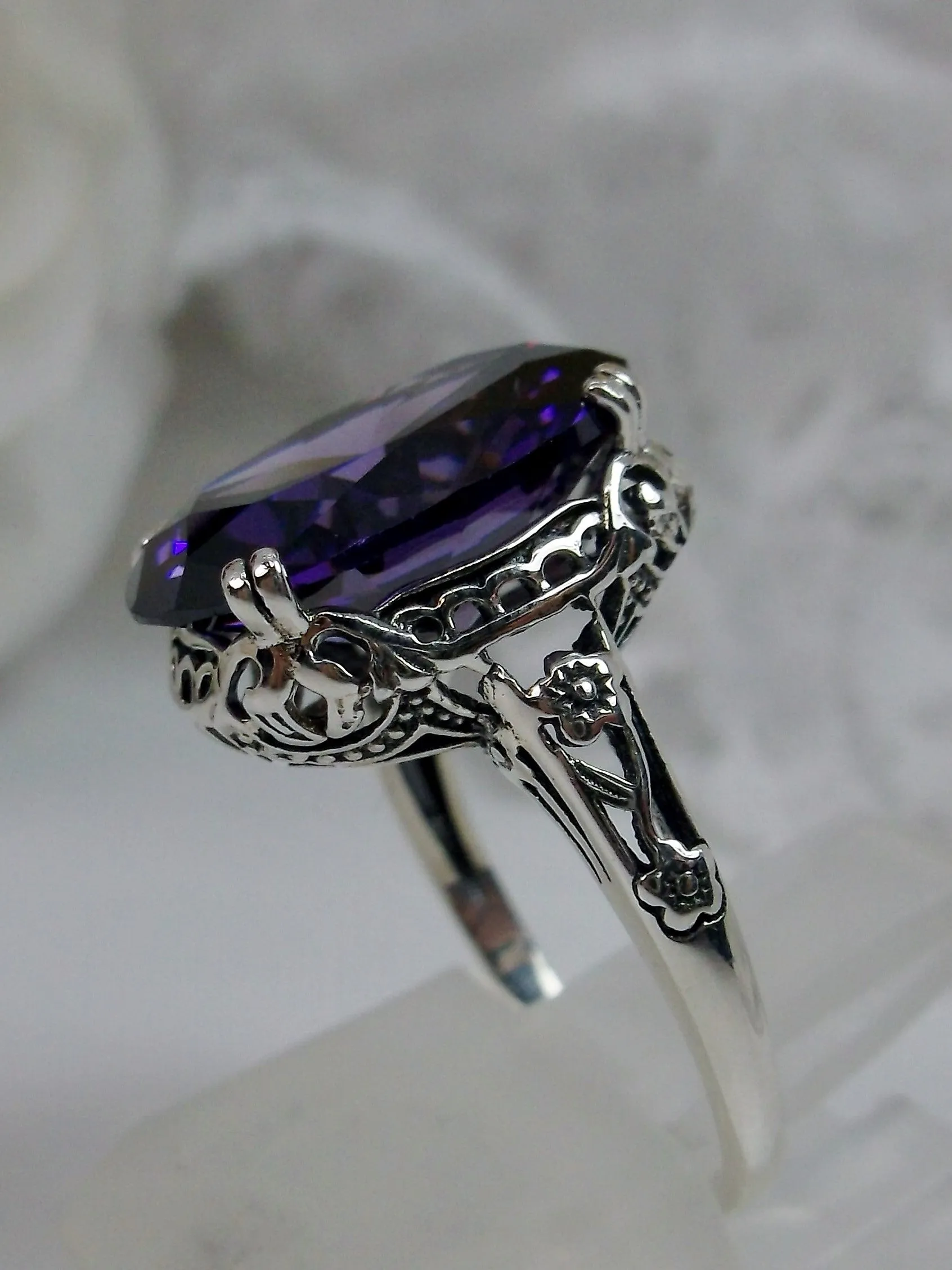 Purple CZ Ring, Revival Edwardian Jewelry #D70