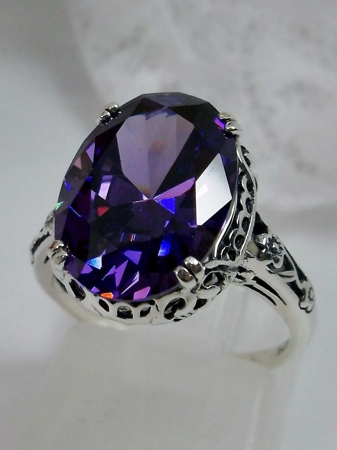 Purple CZ Ring, Revival Edwardian Jewelry #D70