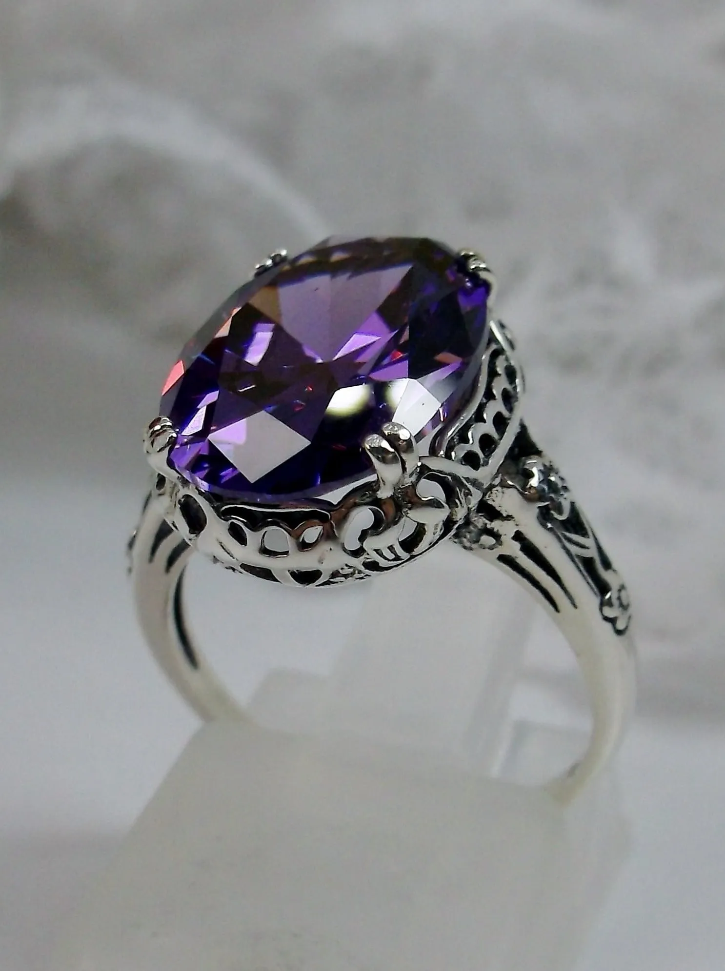 Purple CZ Ring, Revival Edwardian Jewelry #D70