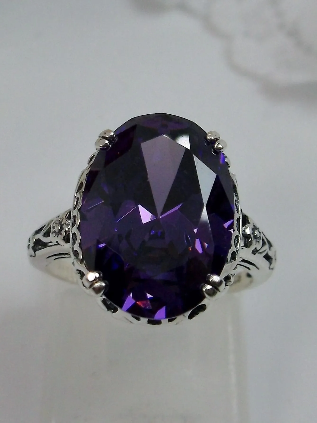 Purple CZ Ring, Revival Edwardian Jewelry #D70