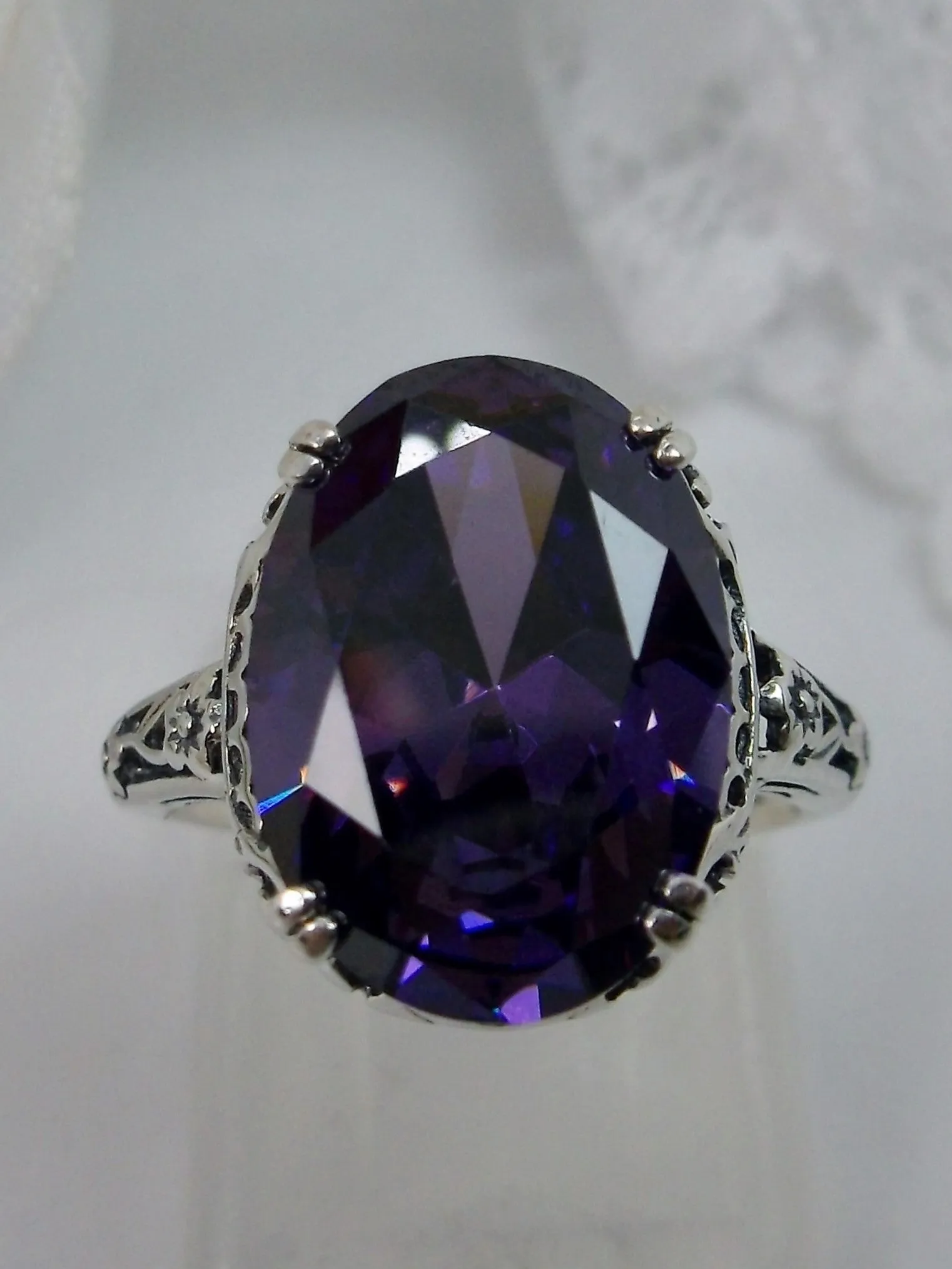 Purple CZ Ring, Revival Edwardian Jewelry #D70