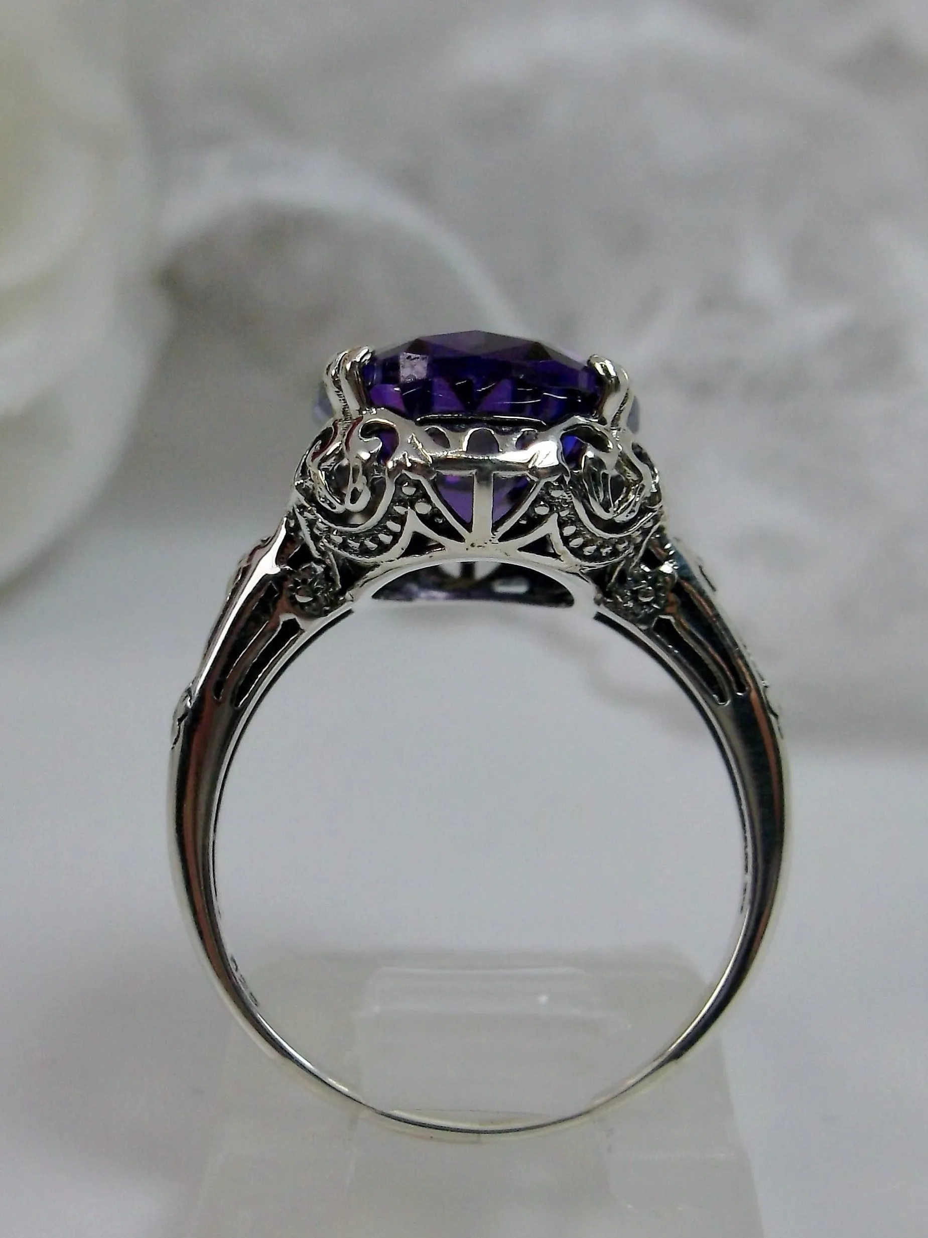 Purple CZ Ring, Revival Edwardian Jewelry #D70