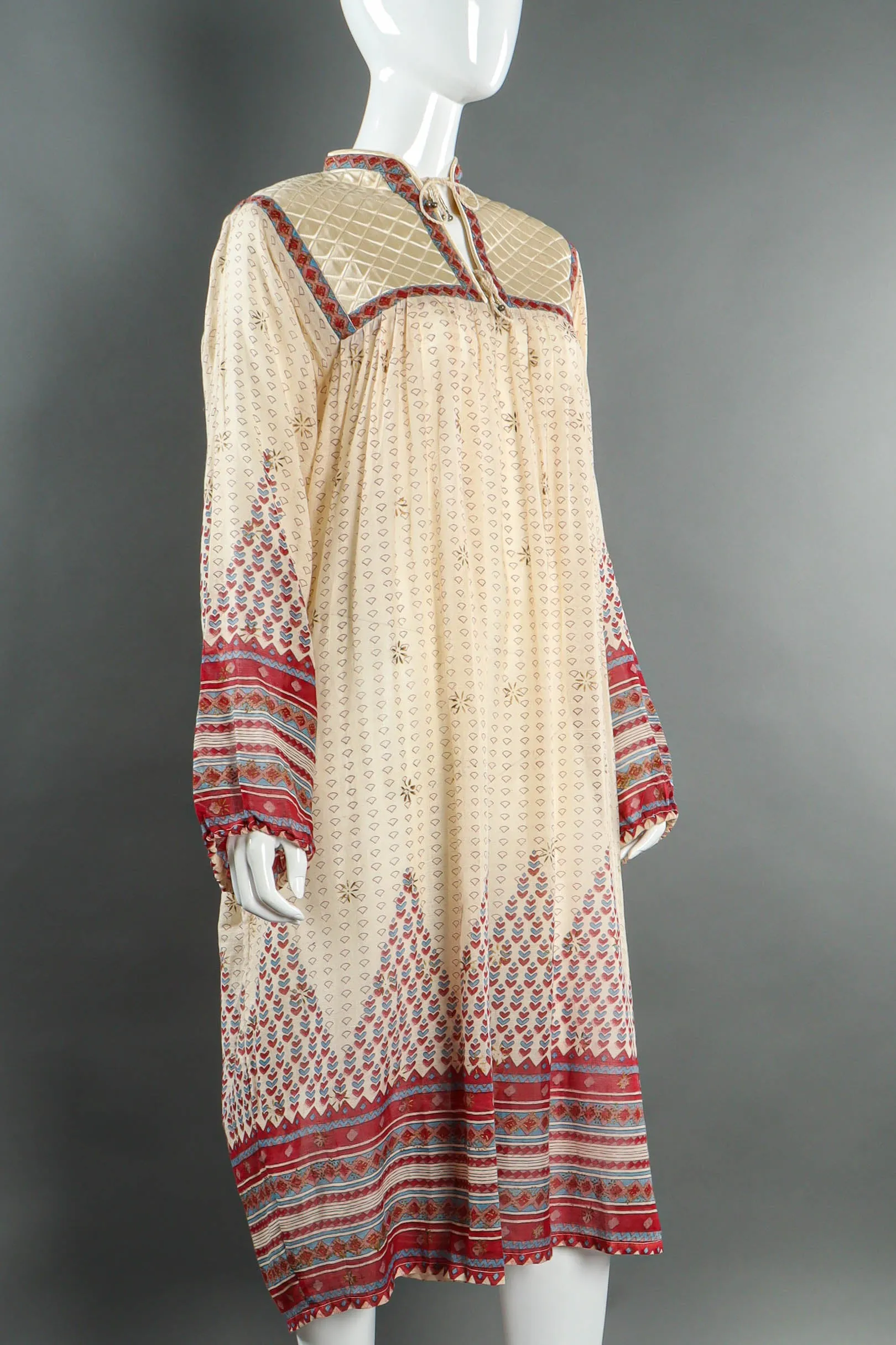 Quilted Shapes Print Sheer Dress