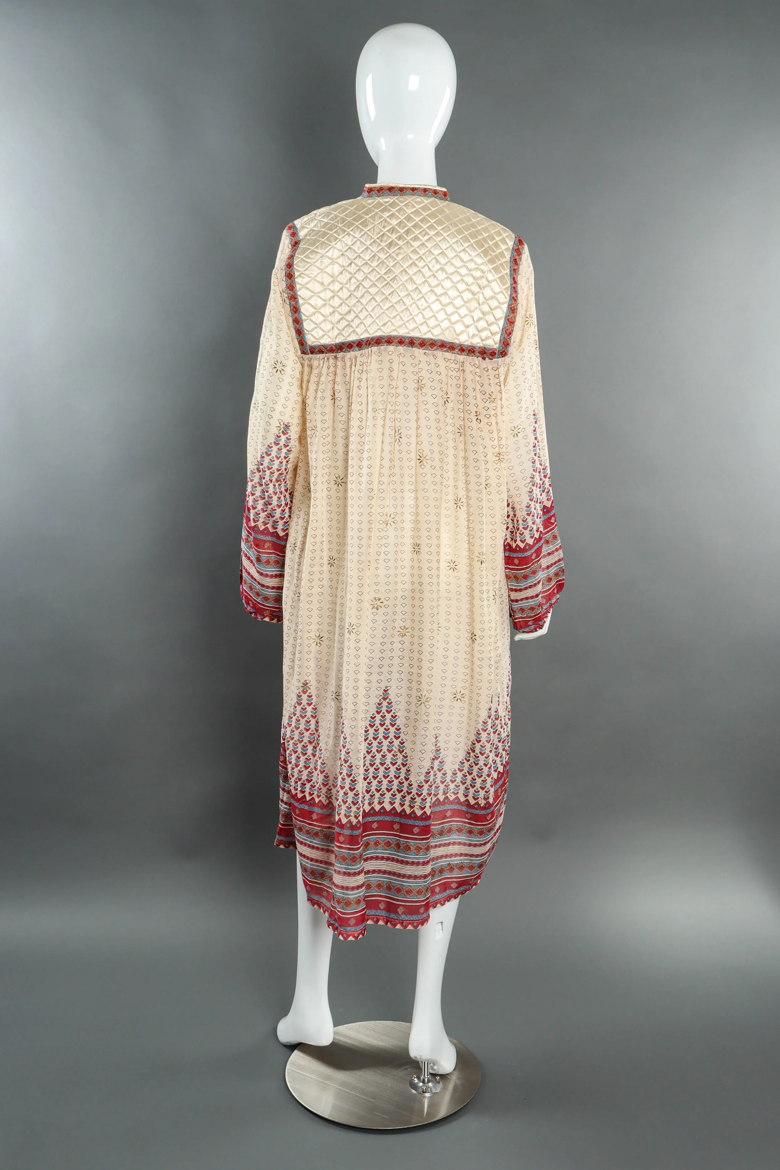 Quilted Shapes Print Sheer Dress