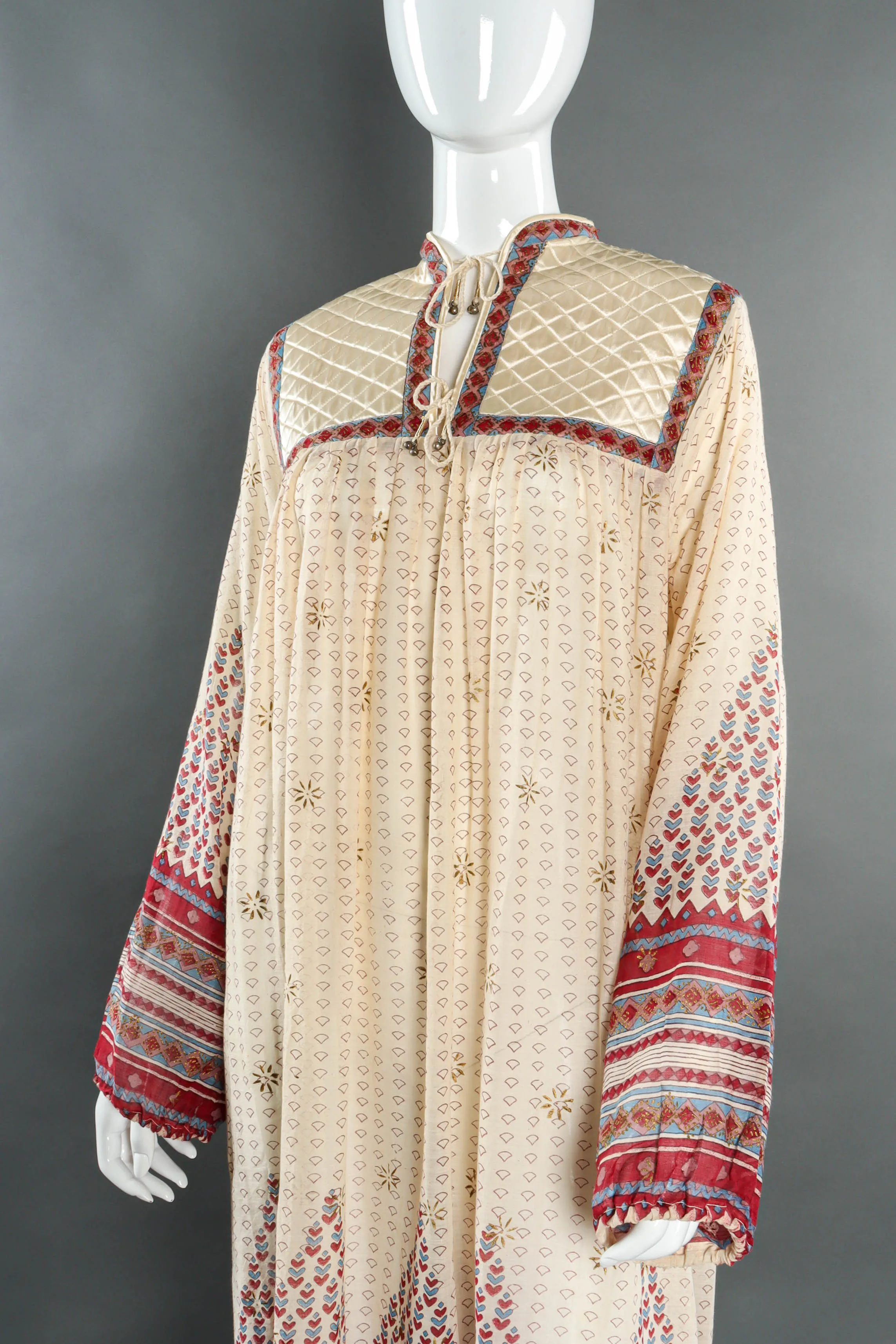 Quilted Shapes Print Sheer Dress