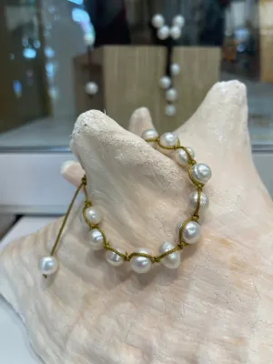 "Macrame Pearl Bliss" Bracelet - Adjustable Silk
