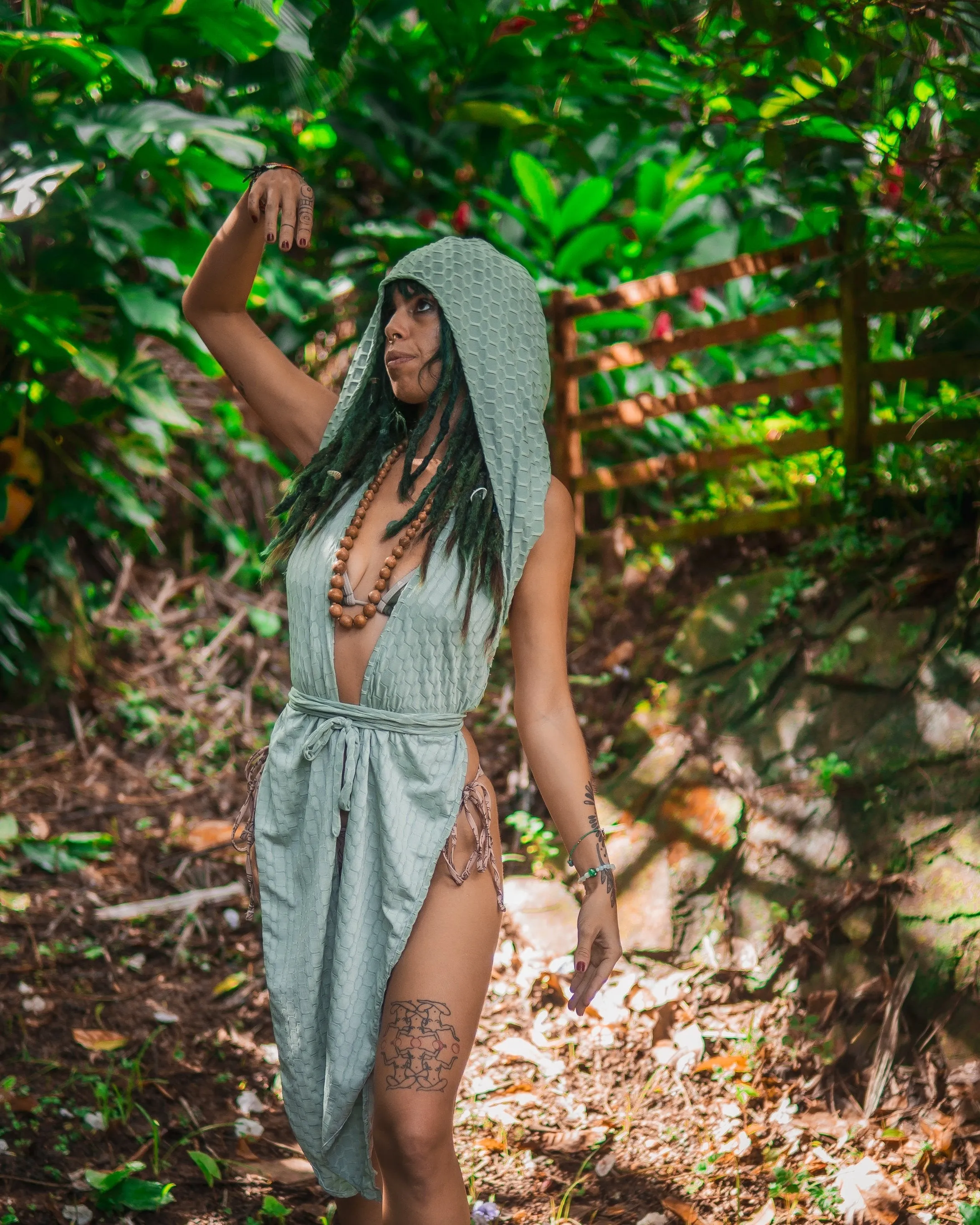 Ray | Sage Blue Honeycomb | Hooded Top