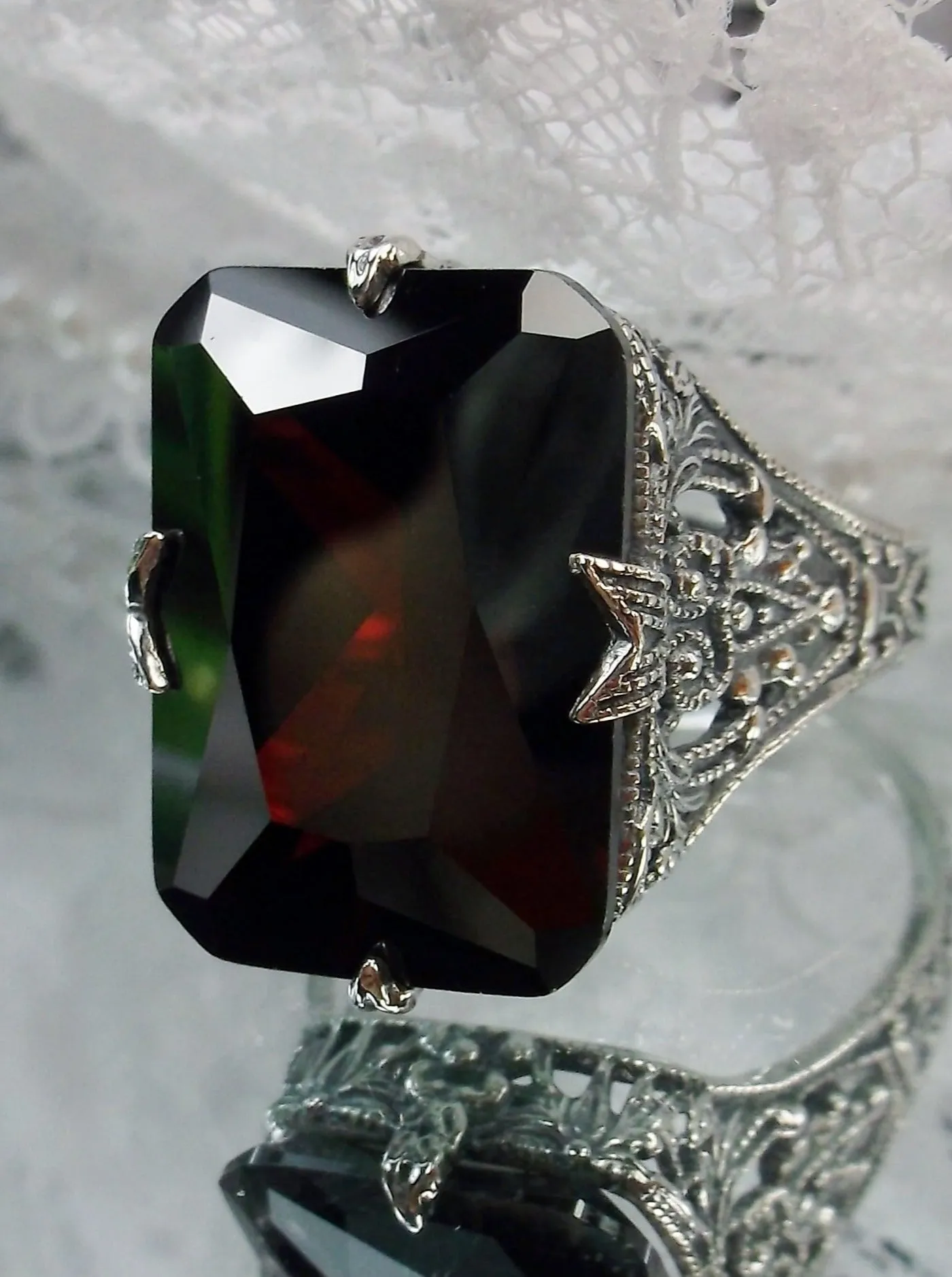 Red Garnet CZ Ring, Vintage Jewelry #D202