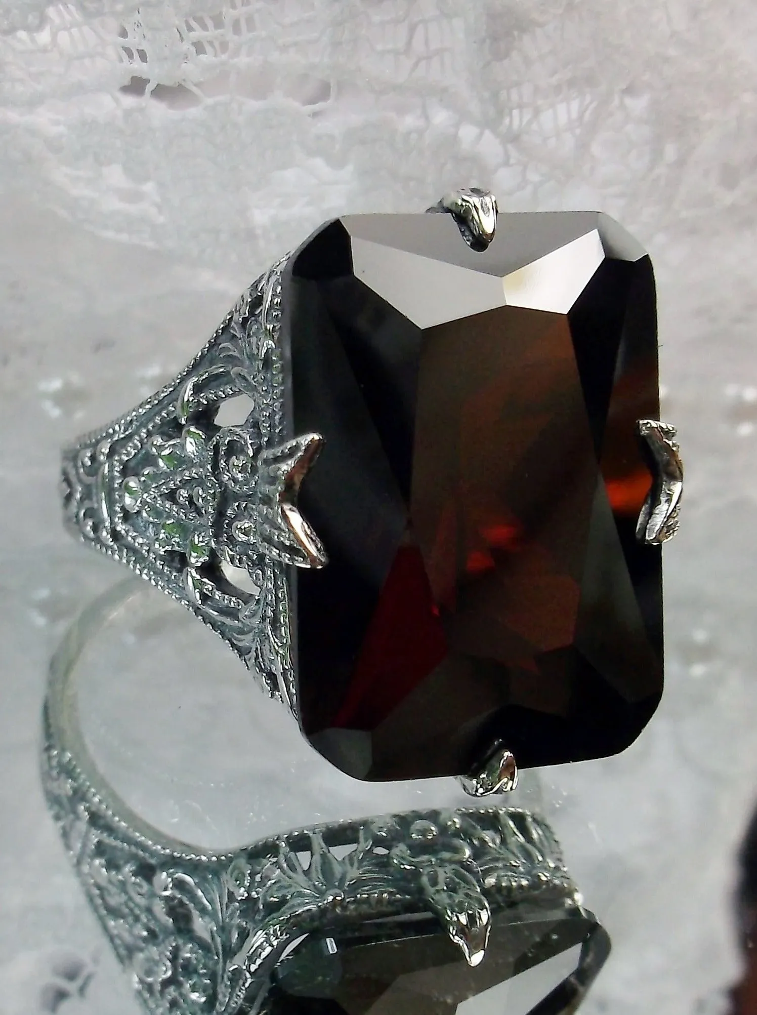 Red Garnet CZ Ring, Vintage Jewelry #D202