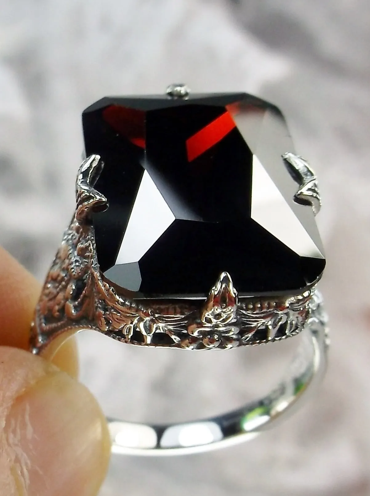Red Garnet CZ Ring, Vintage Jewelry #D202