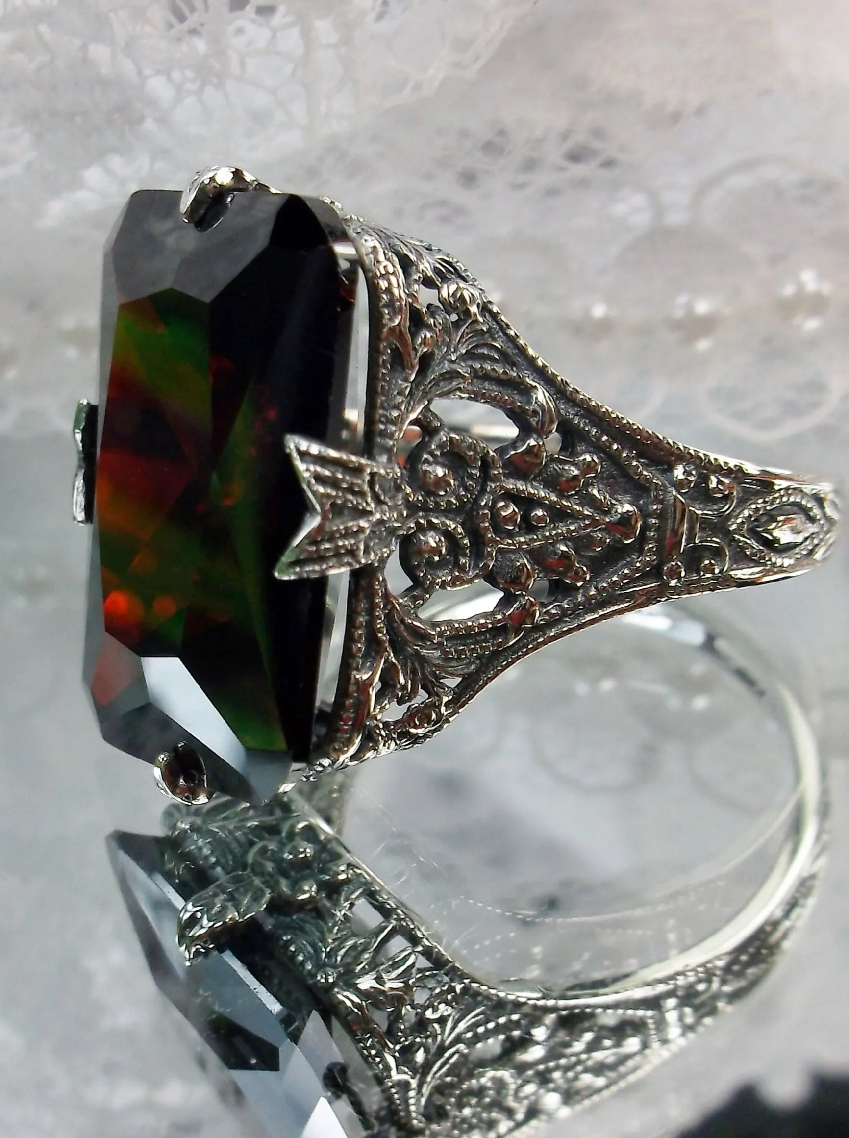 Red Garnet CZ Ring, Vintage Jewelry #D202