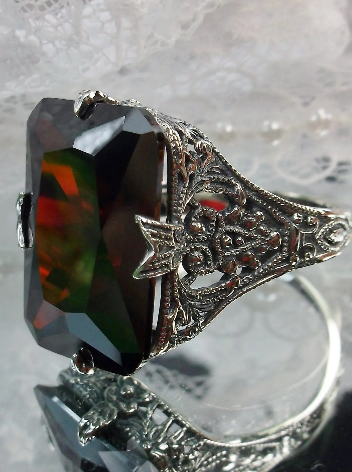 Red Garnet CZ Ring, Vintage Jewelry #D202
