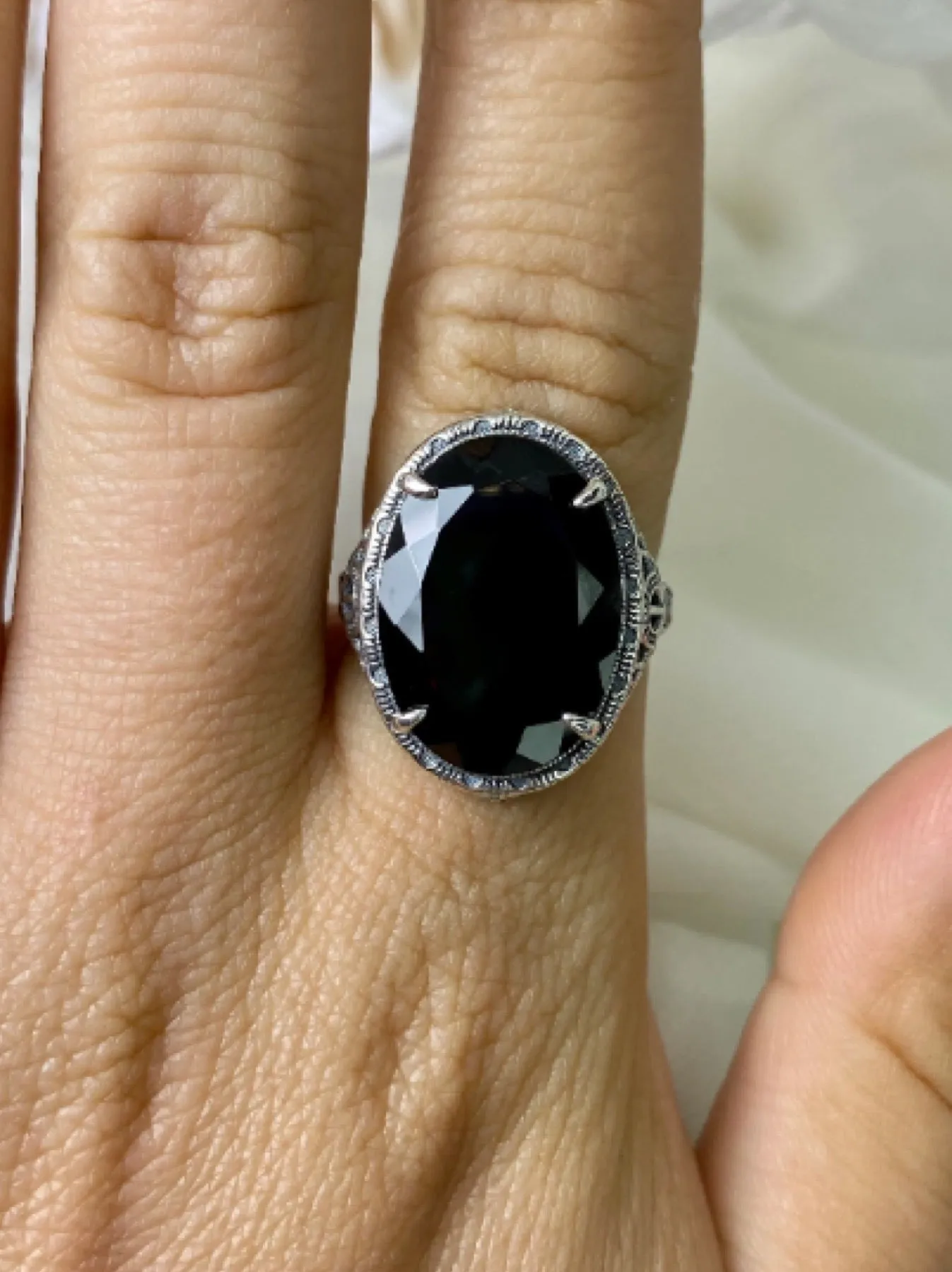 Red Garnet Persian Ring, Natural or CZ, Art Deco Vintage Revival Jewelry #D230