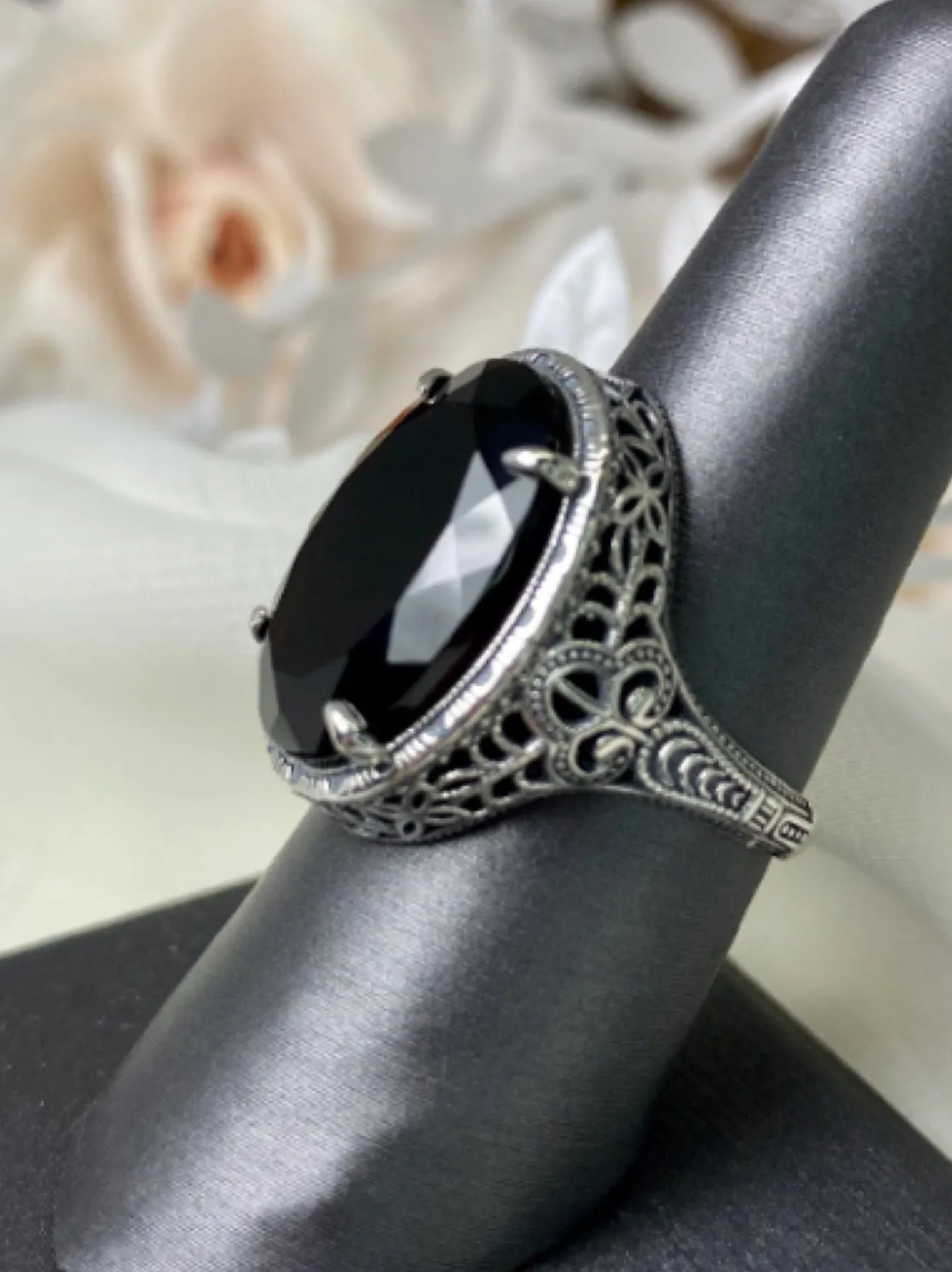Red Garnet Persian Ring, Natural or CZ, Art Deco Vintage Revival Jewelry #D230