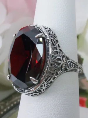 Red Garnet Persian Ring, Natural or CZ, Art Deco Vintage Revival Jewelry #D230