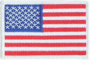 Red White Blue - US Flag Sew On Patch with White Border
