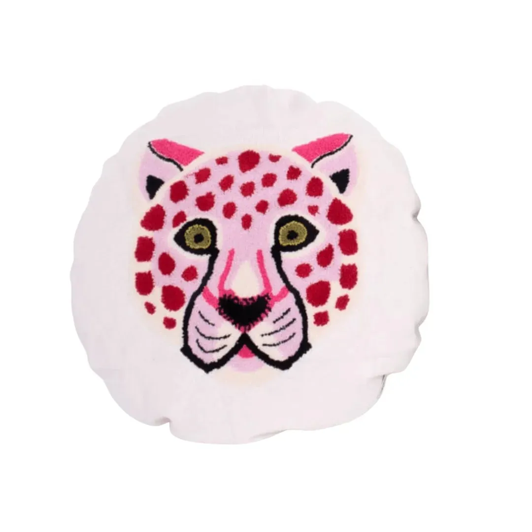 Round Jungle Leopard Tiger Embroidered Pillow Cover