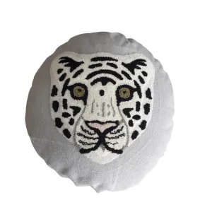 Round Jungle Leopard Tiger Embroidered Pillow Cover