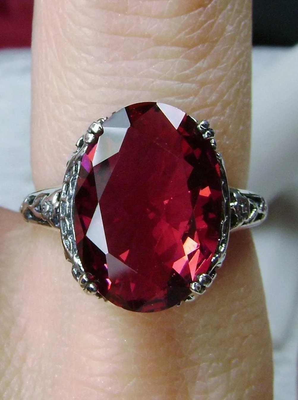 Ruby Red Ring, Edwardian Antique Reproduction Jewelry #D70