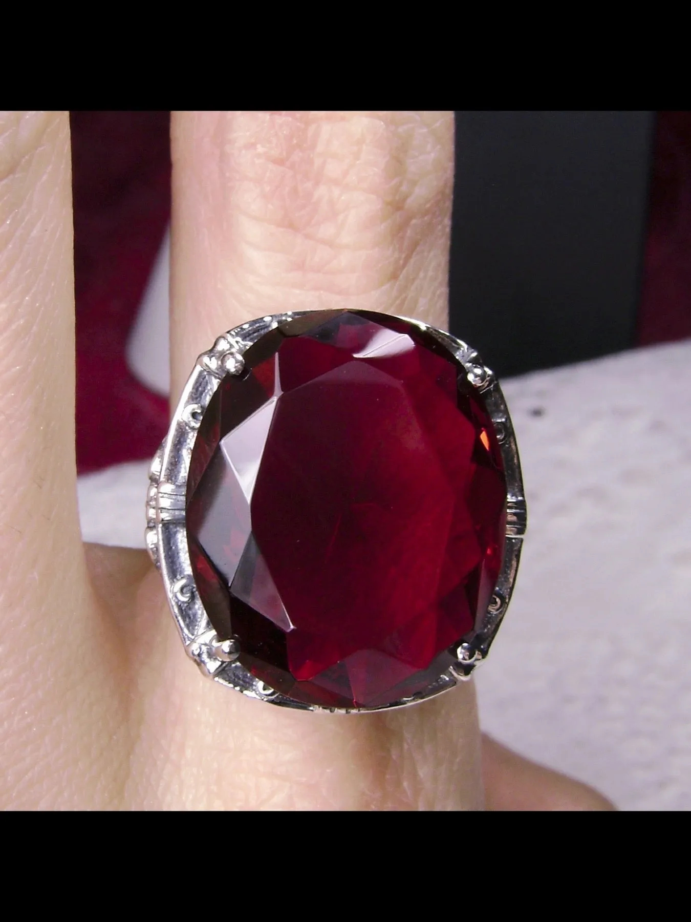 Ruby Ring, 24ct Oval Cut Gem, Victorian Jewelry, D76