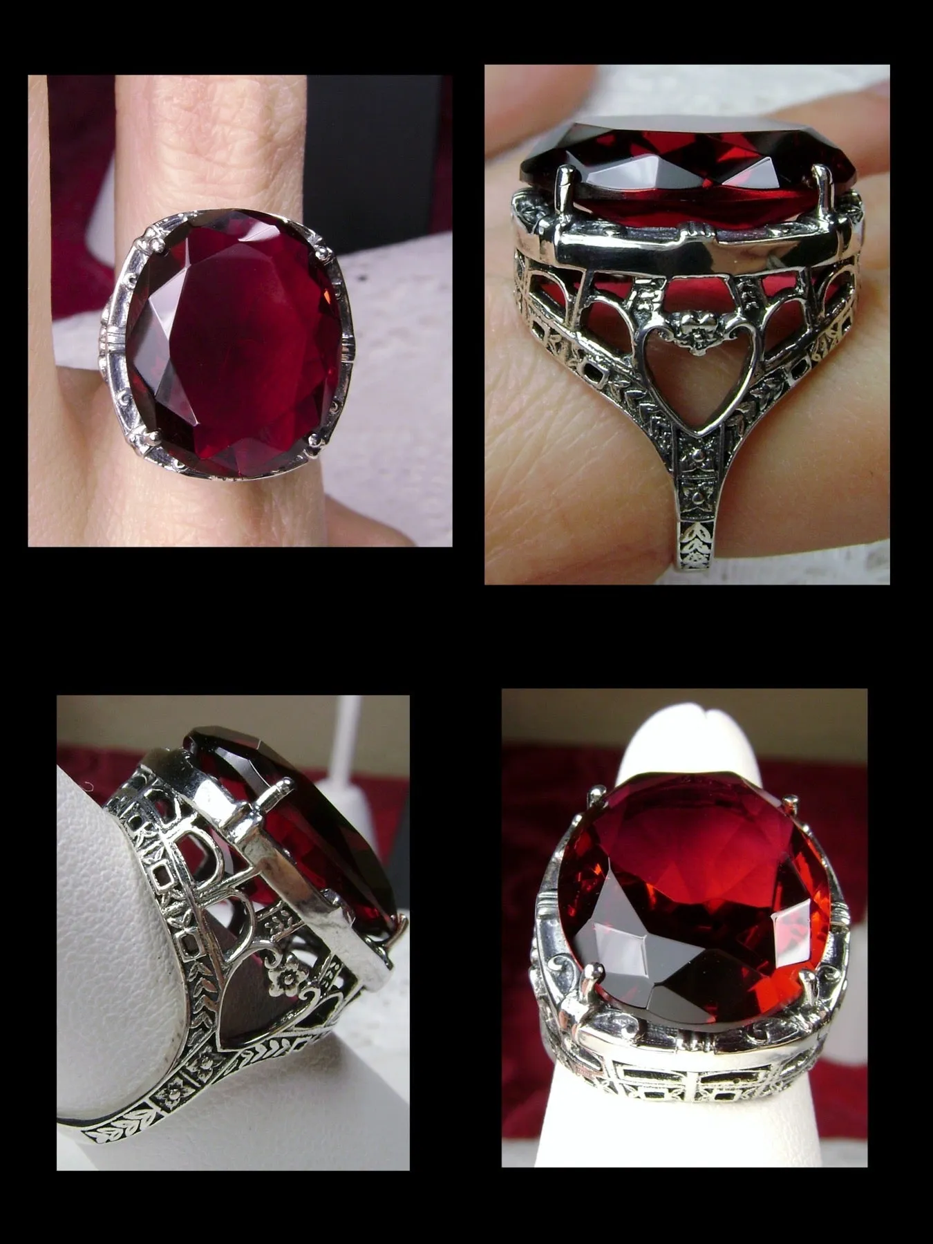 Ruby Ring, 24ct Oval Cut Gem, Victorian Jewelry, D76