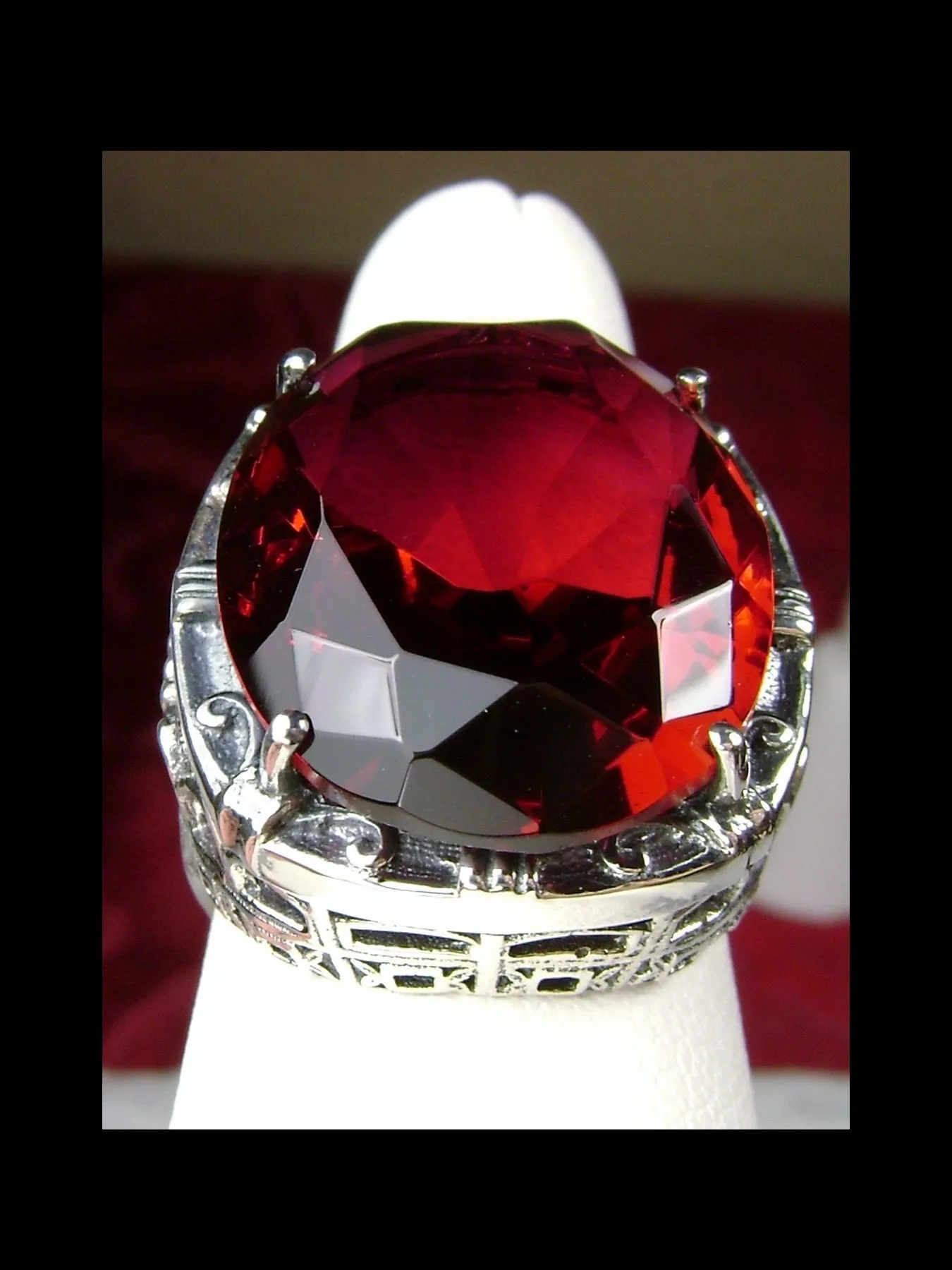 Ruby Ring, 24ct Oval Cut Gem, Victorian Jewelry, D76
