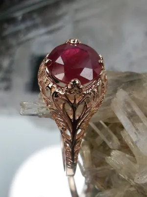 Ruby Ring, Natural Gemstone, Rose Gold, Victorian Jewelry #D198