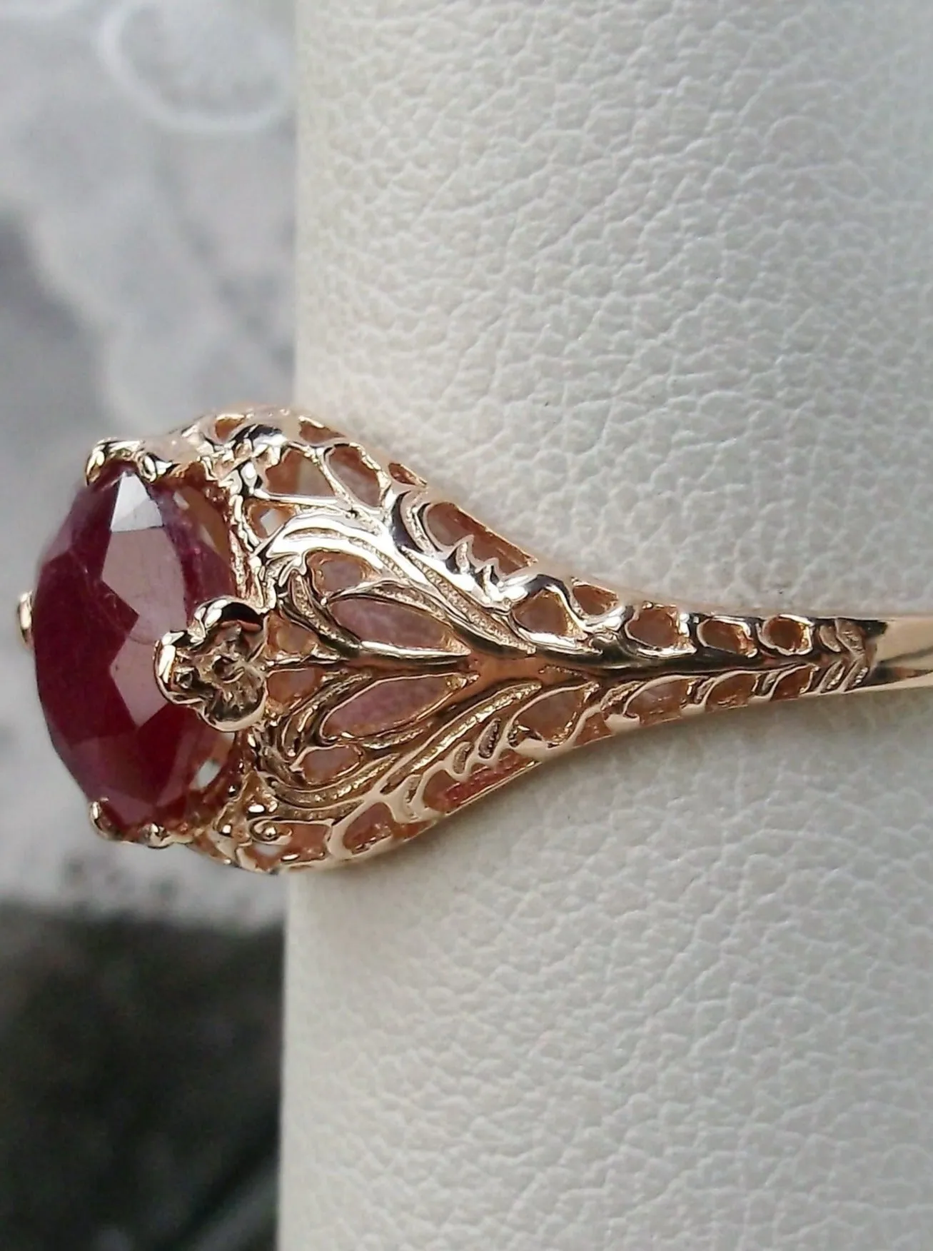 Ruby Ring, Natural Gemstone, Rose Gold, Victorian Jewelry #D198