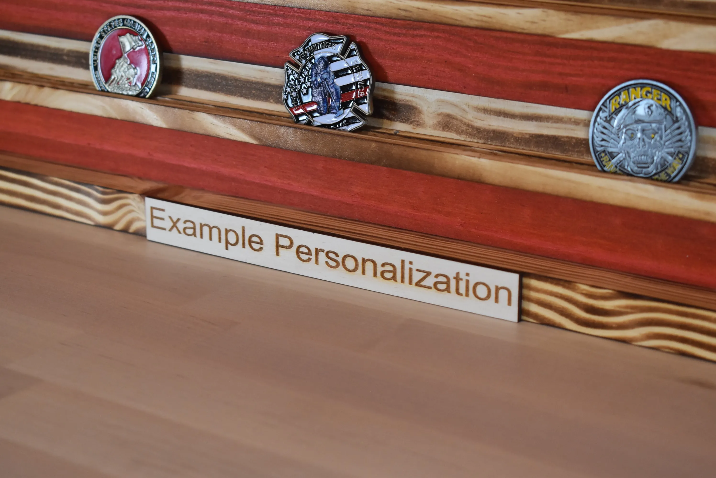 Rustic Air National Guard Wooden Handmade American Challenge Coin Flag Display, Beautiful Air National Guard Challenge Coin Flag 100% Made in the USA.