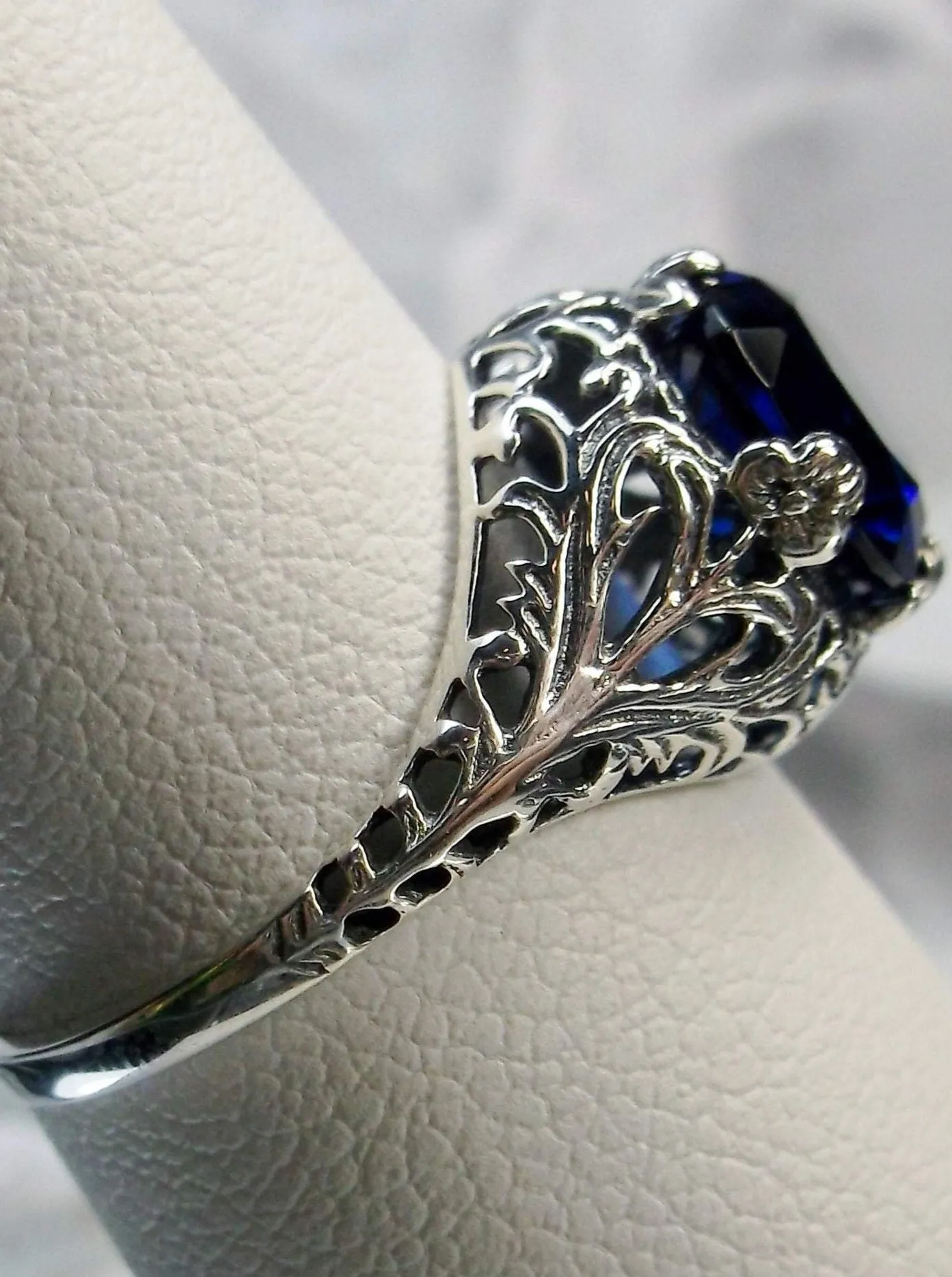 Sapphire Blue Victorian Ring #D198