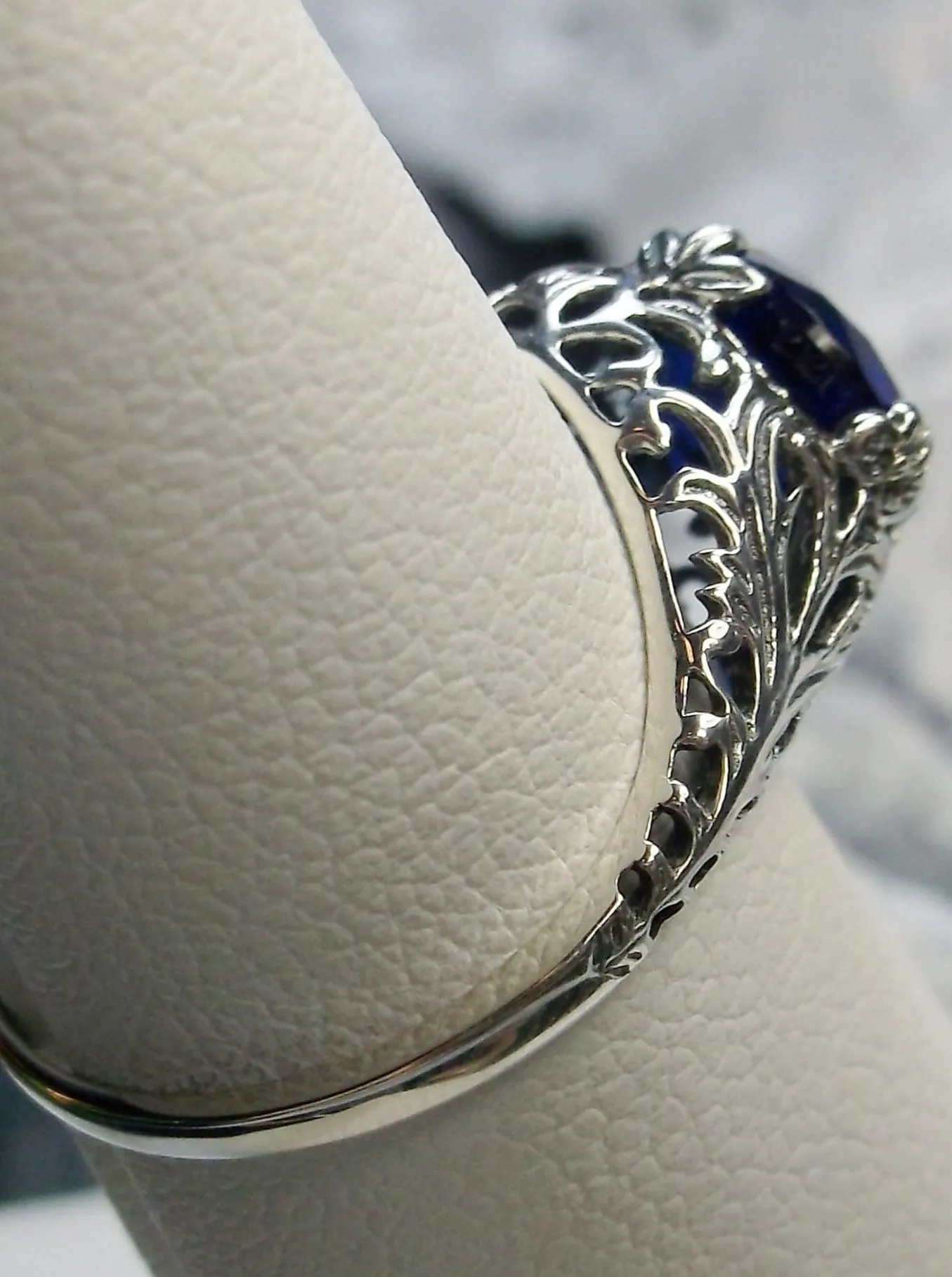 Sapphire Blue Victorian Ring #D198