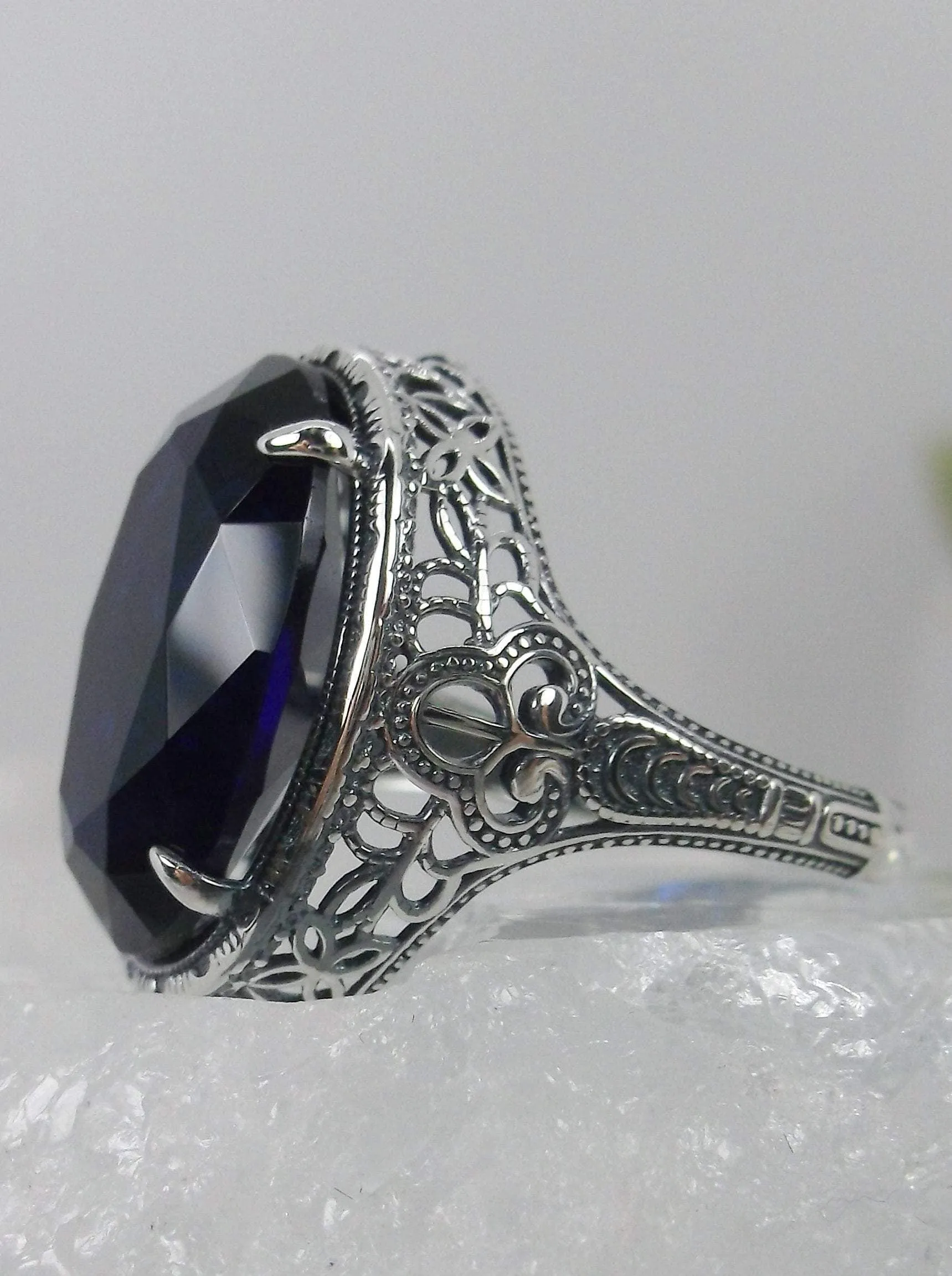 Sapphire Ring, Art Deco Vintage Revival Jewelry #D230