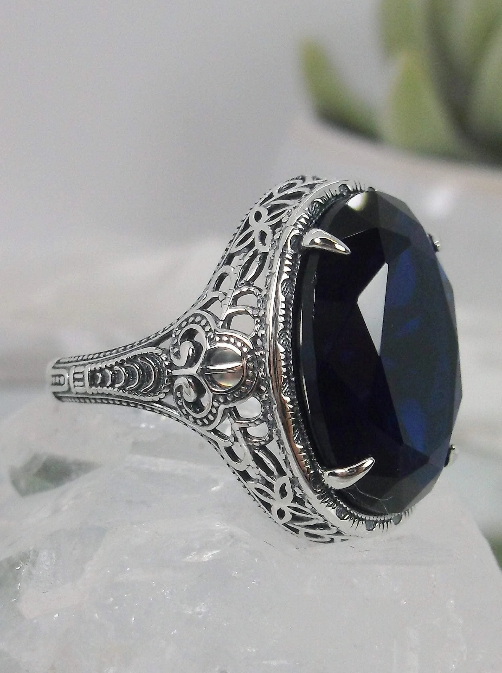 Sapphire Ring, Art Deco Vintage Revival Jewelry #D230