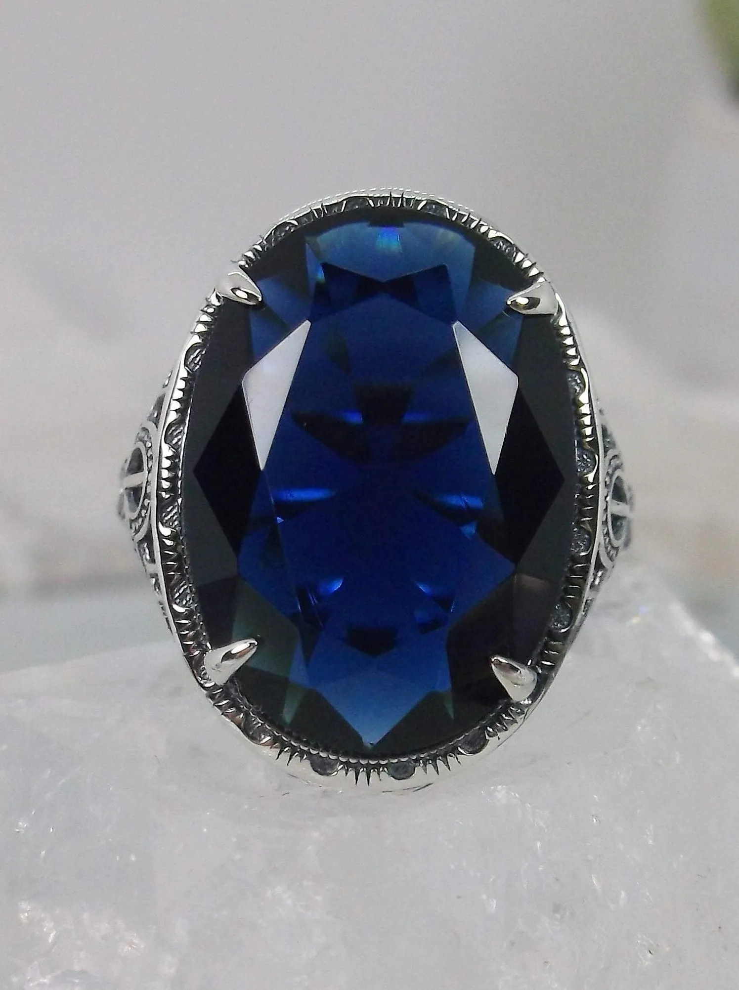 Sapphire Ring, Art Deco Vintage Revival Jewelry #D230