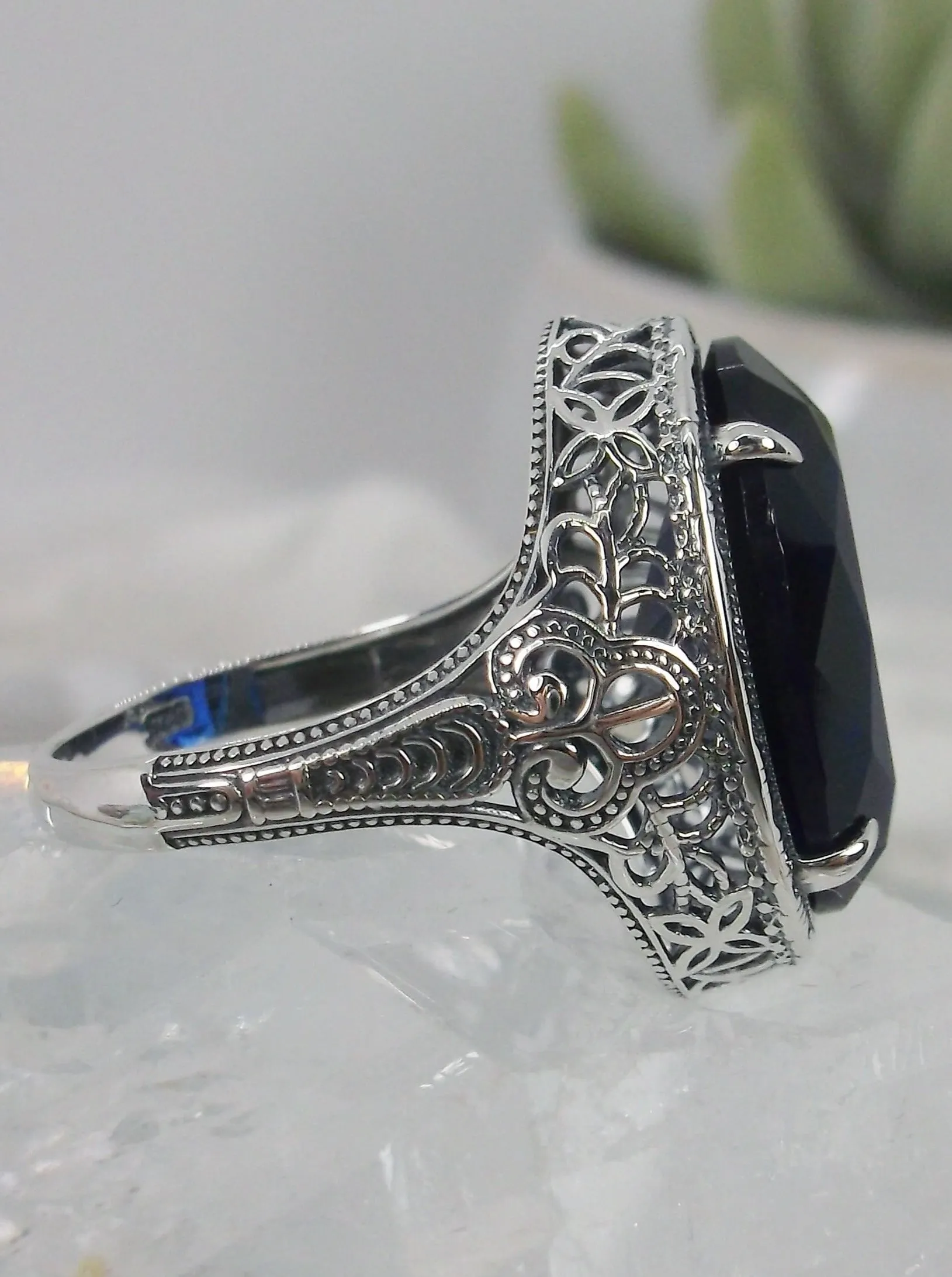 Sapphire Ring, Art Deco Vintage Revival Jewelry #D230