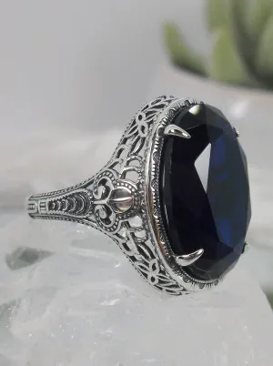 Sapphire Ring, Art Deco Vintage Revival Jewelry #D230