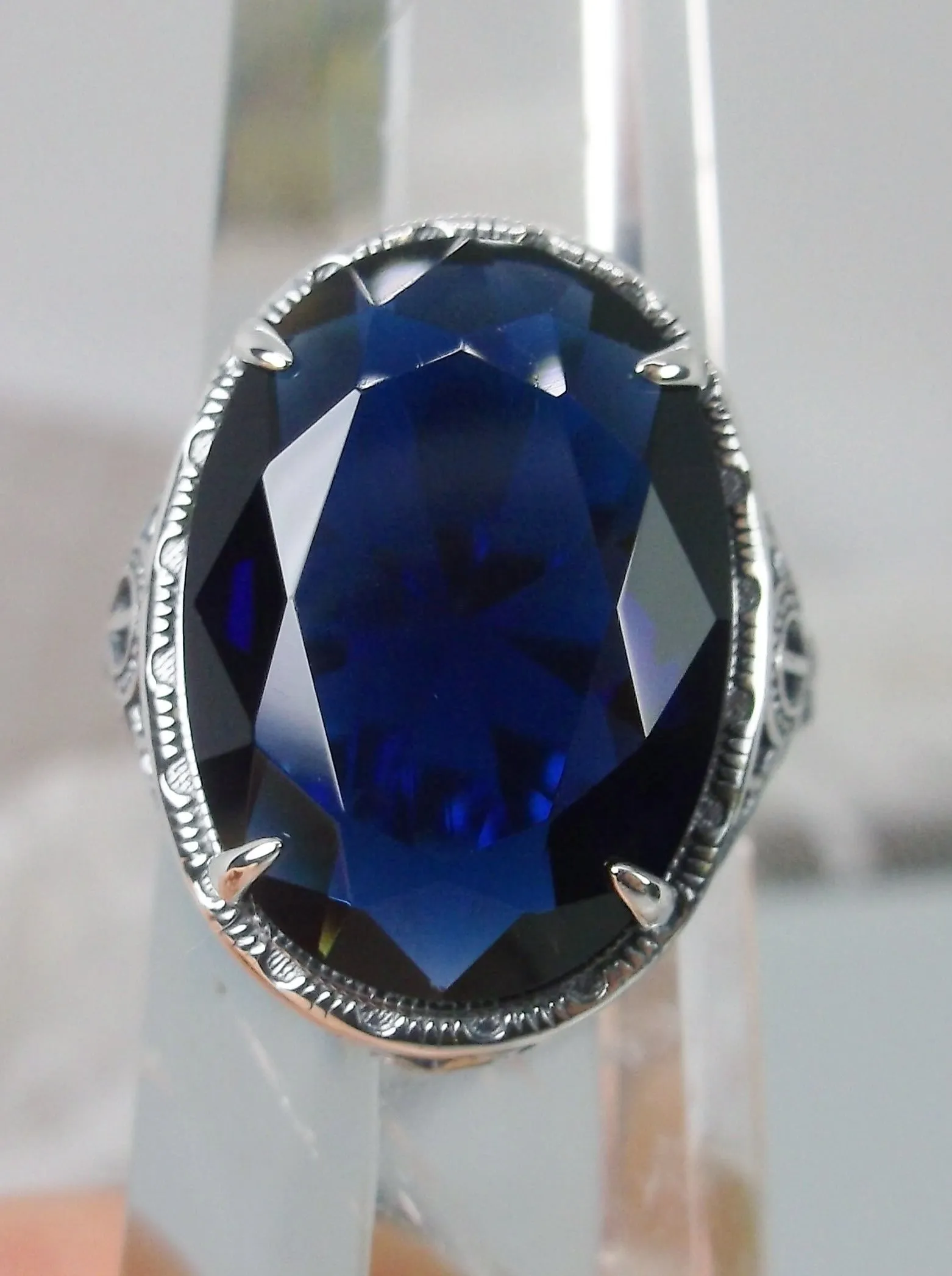 Sapphire Ring, Art Deco Vintage Revival Jewelry #D230