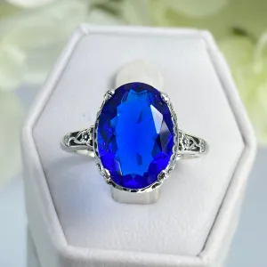 Sapphire Ring, Sterling Silver Edwardian Jewelry #D70