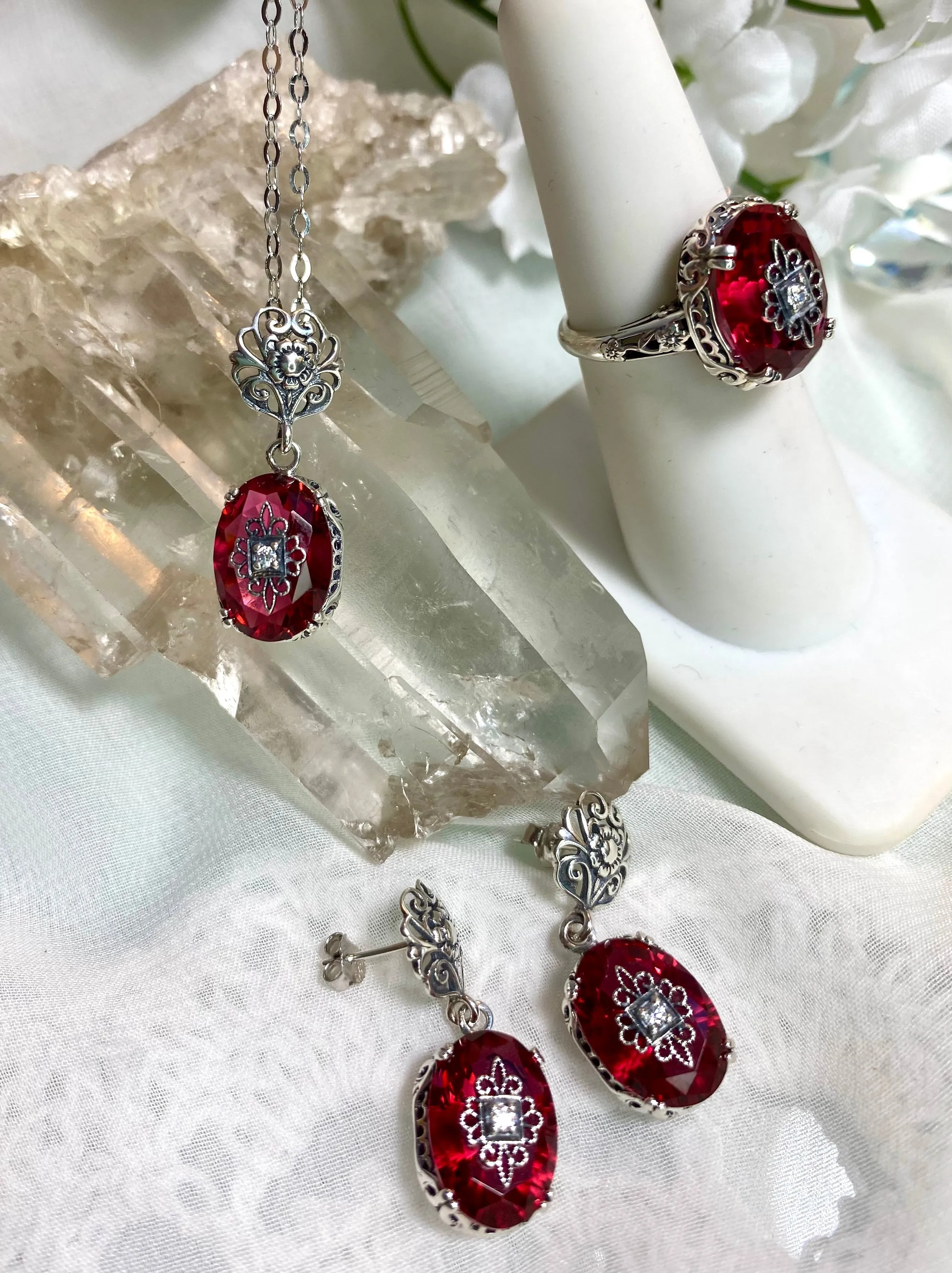 Save 15% on Pink Topaz Jewelry Set, Sterling Silver Embellishment, Edwardian Jewelry #S70e