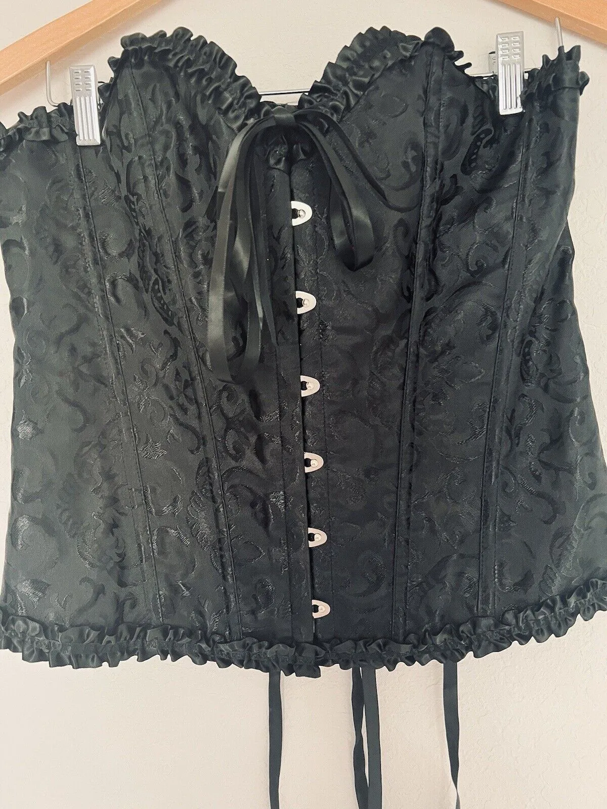 Sexy Black Corset Sz Castle-Core Renaissance Floral  Bustier