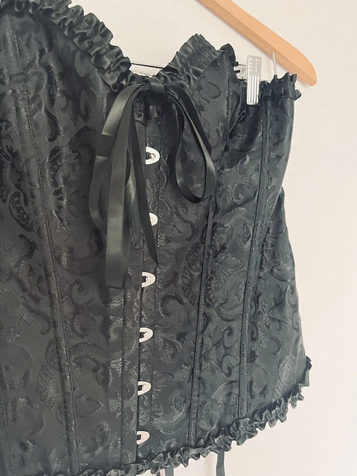 Sexy Black Corset Sz Castle-Core Renaissance Floral  Bustier