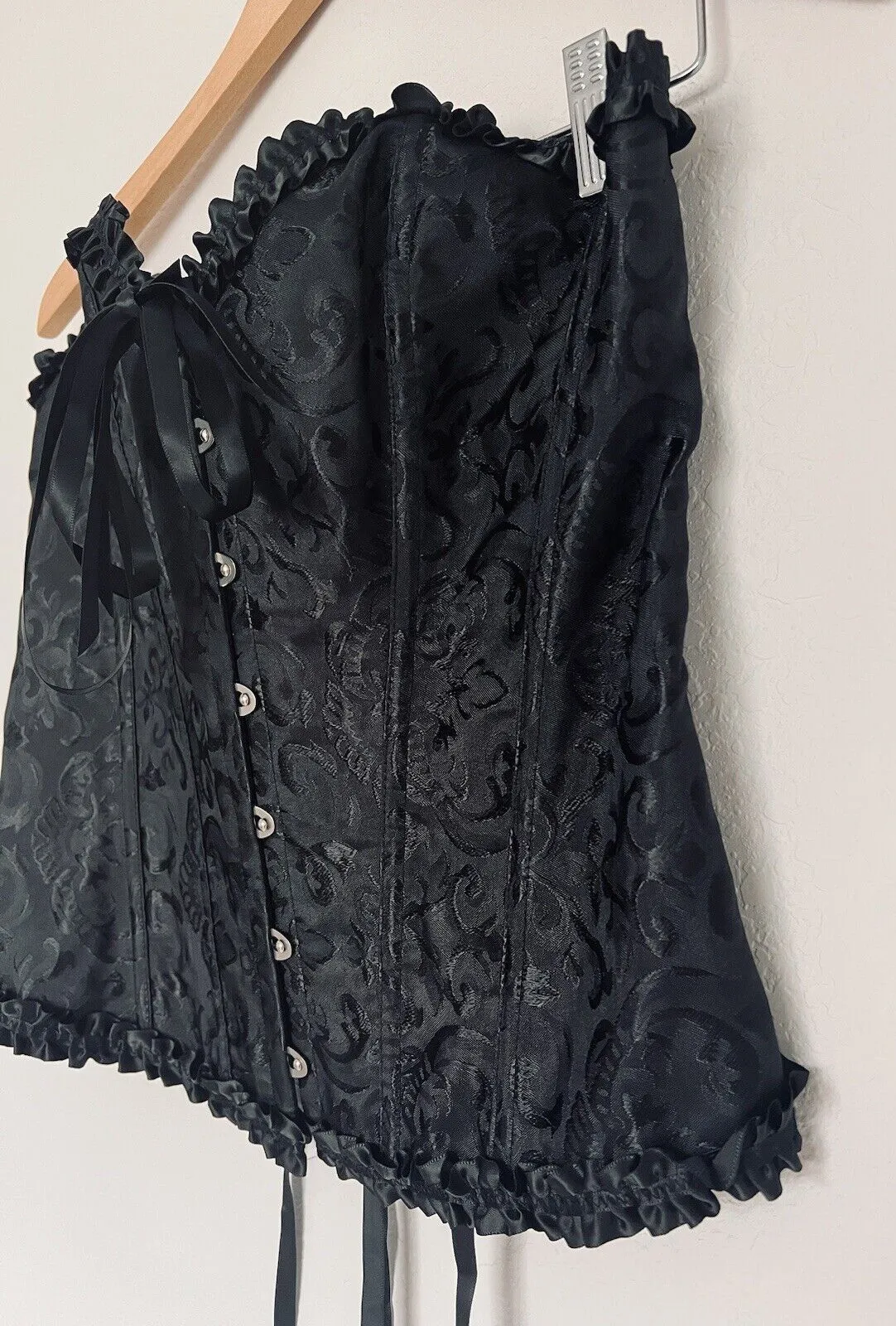 Sexy Black Corset Sz Castle-Core Renaissance Floral  Bustier