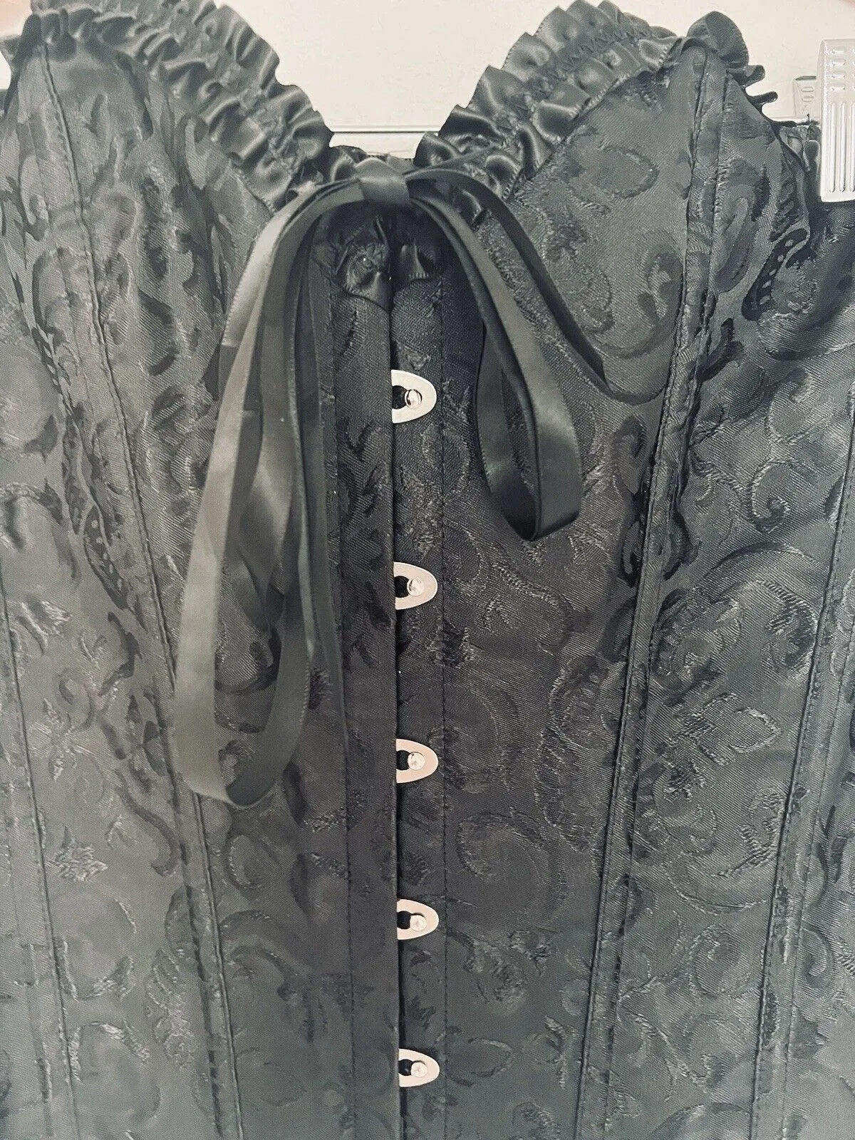 Sexy Black Corset Sz Castle-Core Renaissance Floral  Bustier