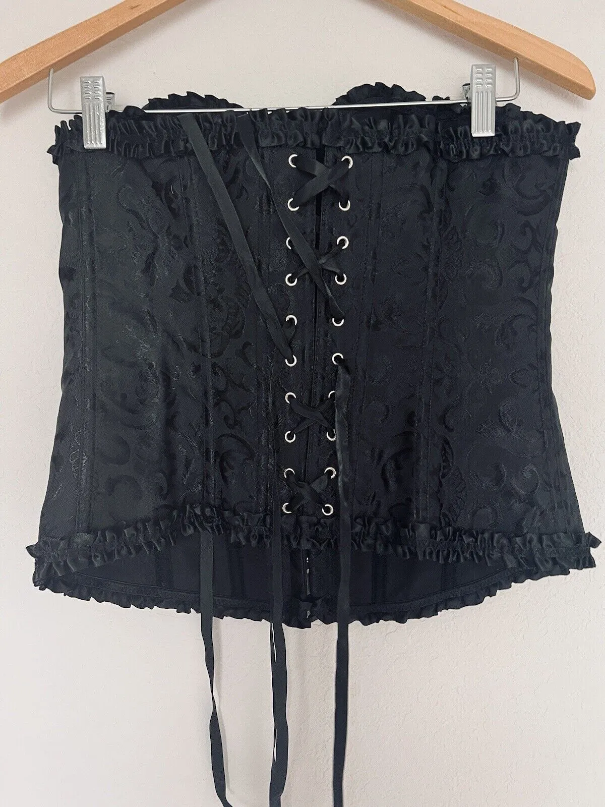 Sexy Black Corset Sz Castle-Core Renaissance Floral  Bustier