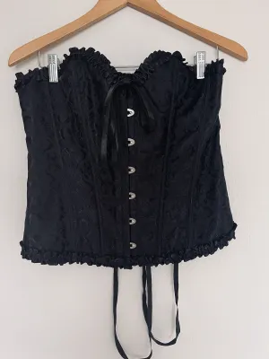 Sexy Black Corset Sz Castle-Core Renaissance Floral  Bustier